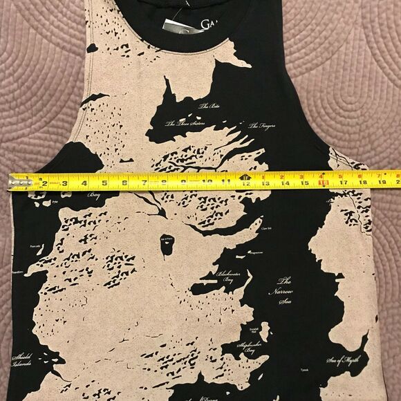 3/$20 Game Of Thrones NWT Junior Small Map Tank Top 100% Cotton Black Tan HBO - Picture 6 of 7